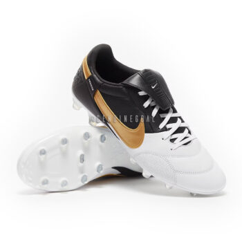 Nike premier III Blanco, Negro y Oro metalizado FG